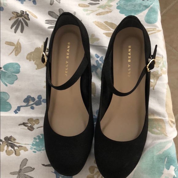 Jelly Beans Shoes New Black Suede Mary Jane Shoes Made In Japan